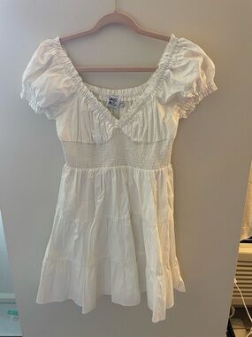 Princess Polly White Puff-Sleeve Tiered  Dress